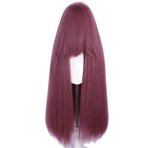 1M/40 INCH Long Straight Purple Costume Wig for Women Heat Resistant Thick Cosplay Light Dark Purple Wig with Bangs Halloweem Party (Purple 21) in Saudi Arabia