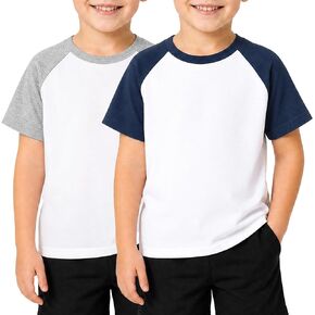 Wenlia Boys Shirts Short Sleeve Cotton Tees Raglan Athletic & Casual Multipack Tops Kids Toddler Activewear 2-9Y in Saudi Arabia