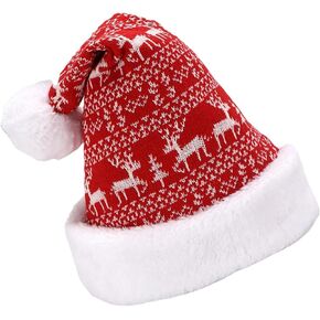 Christmas Santa Hat Beanie Cap, Unisex Patterned Knit, Soft For Party in Saudi Arabia