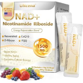 NAD+ Liquid Supplement 1500mg - NAD Nicotinamide Riboside & Resveratrol with PQQ CoQ10, NAD Plus Help Support Absorption - Boosts Cellular Energy, Overall Vitality for Women & Men (30 Packets) in Saudi Arabia