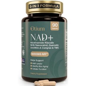 Otium NAD+ Supplement for Women & Men - 1000mg Nicotinamide Riboside with TMG, Resveratrol, Quercetin & Urolithin A | NAD Booster for Cellular Energy, Healthy Aging & Metabolism | 90 Vegan Capsules in Saudi Arabia