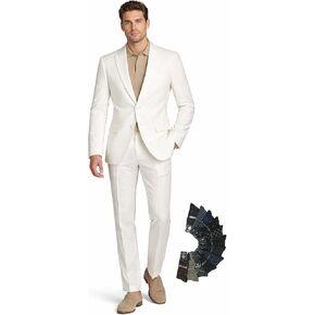Men’s Modern Fit Linen Cotton Suit — Breathable 60/40, Includes Dress Socks in Saudi Arabia