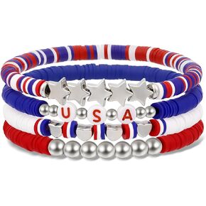 cow print 4Th of July Bracelets for Women, Patriotic Red White and Blue Bracelets, Birthday Holiday Friendship Gifts for Women Men Mom Friends in Saudi Arabia