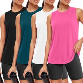 Siimcuzy 1/4 Pack Womens Workout Tank Tops Athletic Loose Fit Tops Sleeveless Running Yoga Gym Sports Shirts for Women in Saudi Arabia
