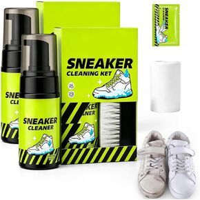 Sneaker Cleaning Kit, Foam Shoe Cleaner with Brush Towel and Wipe, for Canvas Mesh Leather Rubber Shoes, 100ml in Saudi Arabia