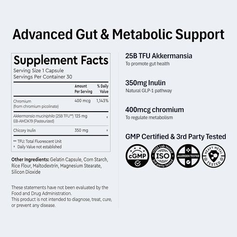 Postbiotic Formula - Probiotic Capsules with Akkermansia EB-AMDK19 for Digestion & Immune Balance Supplement, 25 Billion TFU in Kuwait