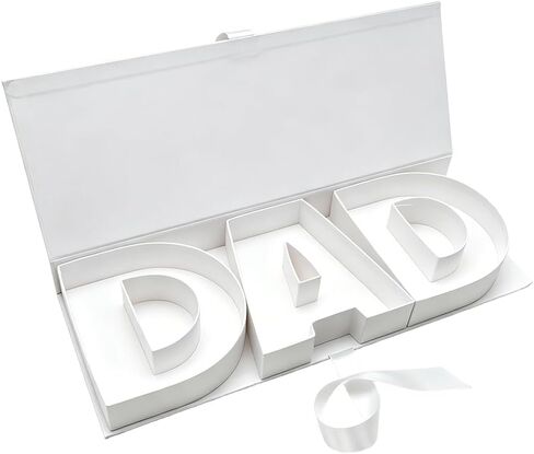 DAD Letter Shaped Gift Box, Decorative Storage Container for Father's Day (White DAD) in Saudi Arabia