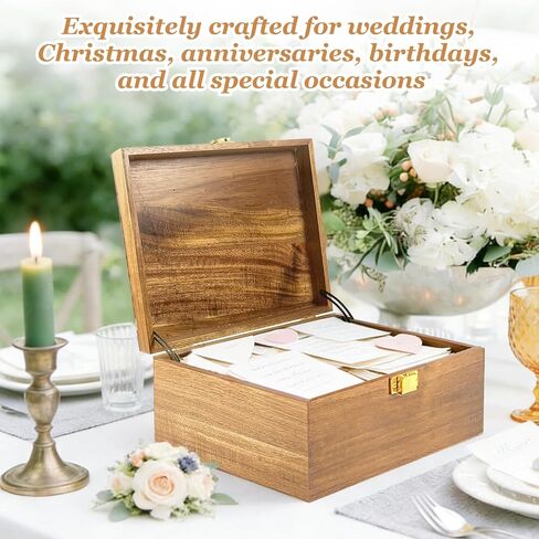 Acacia Wood Keepsake Memory Box with Hinged Lid, 11" x 8⅞" x 5" Large Treasure Chest Box, Wooden Decorative Storage Boxes with Golden Lock for Photos, Letters, Jewelry, Crafts in Saudi Arabia
