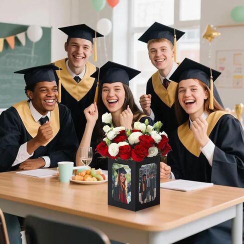 15 Pack Graduation Box Centerpieces for Table 6/7 Inch Photo Display，Picture Table Box Photo Props Frame for Grad Party Favors Birthday Wedding Dinner Party Graduation Decorations（Black） in Saudi Arabia