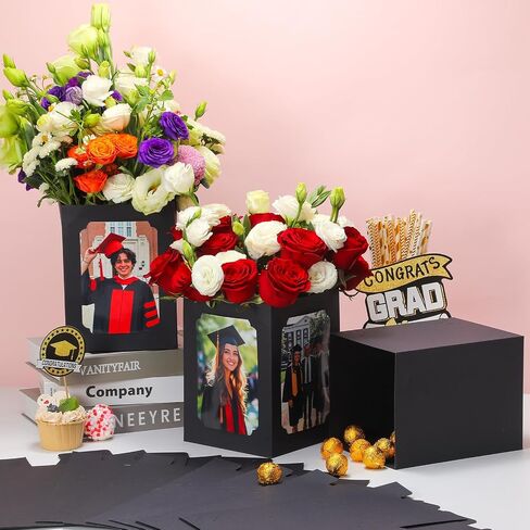 15 Pack Graduation Box Centerpieces for Table 6/7 Inch Photo Display，Picture Table Box Photo Props Frame for Grad Party Favors Birthday Wedding Dinner Party Graduation Decorations（Black） in Saudi Arabia