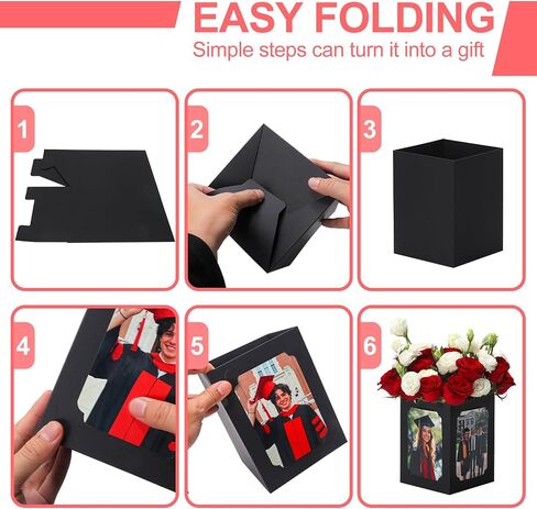 15 Pack Graduation Box Centerpieces for Table 6/7 Inch Photo Display，Picture Table Box Photo Props Frame for Grad Party Favors Birthday Wedding Dinner Party Graduation Decorations（Black） in Saudi Arabia