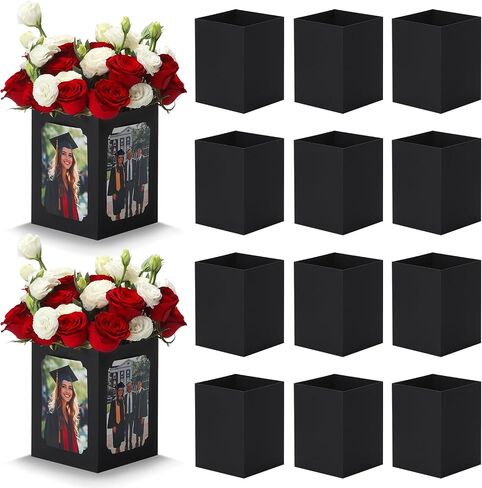 15 Pack Graduation Box Centerpieces for Table 6/7 Inch Photo Display，Picture Table Box Photo Props Frame for Grad Party Favors Birthday Wedding Dinner Party Graduation Decorations（Black） in Saudi Arabia