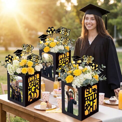 40PCS Graduation Photo Frame Box Centerpieces for Tables 2026 with Congrats Grad Cards Party Decor Gift Picture Boxes Photo Props Supplies(Assembly Needed) in Saudi Arabia
