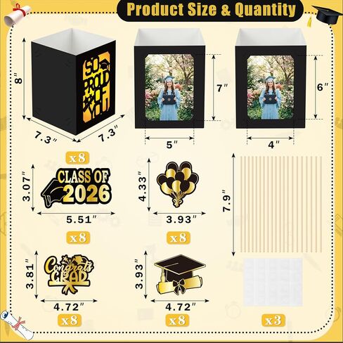 40PCS Graduation Photo Frame Box Centerpieces for Tables 2026 with Congrats Grad Cards Party Decor Gift Picture Boxes Photo Props Supplies(Assembly Needed) in Saudi Arabia