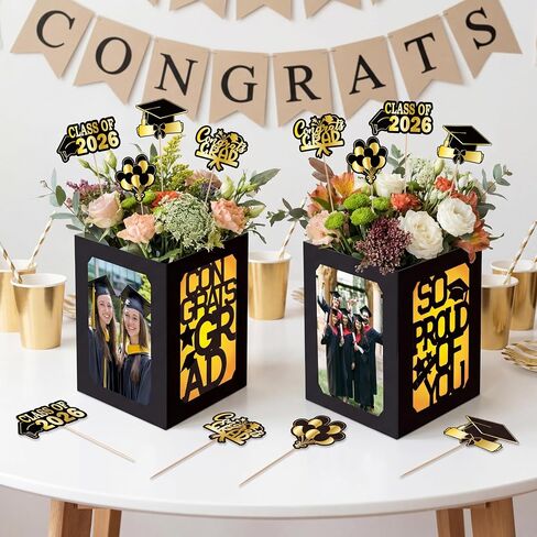 40PCS Graduation Photo Frame Box Centerpieces for Tables 2026 with Congrats Grad Cards Party Decor Gift Picture Boxes Photo Props Supplies(Assembly Needed) in Saudi Arabia