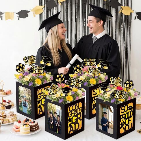 40PCS Graduation Photo Frame Box Centerpieces for Tables 2026 with Congrats Grad Cards Party Decor Gift Picture Boxes Photo Props Supplies(Assembly Needed) in Saudi Arabia