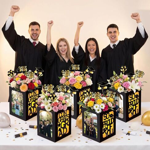 40PCS Graduation Photo Frame Box Centerpieces for Tables 2026 with Congrats Grad Cards Party Decor Gift Picture Boxes Photo Props Supplies(Assembly Needed) in Saudi Arabia