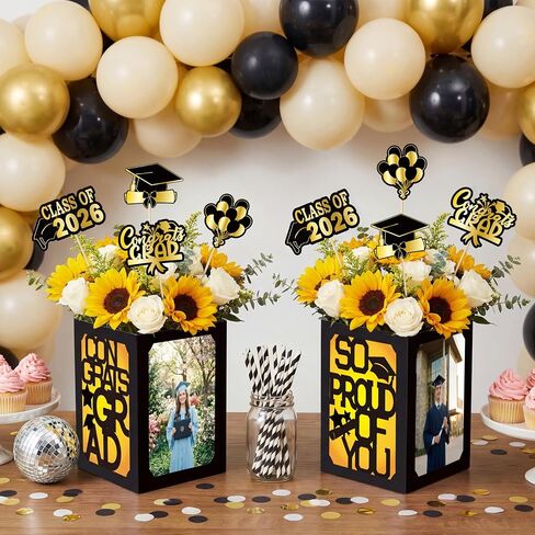 40PCS Graduation Photo Frame Box Centerpieces for Tables 2026 with Congrats Grad Cards Party Decor Gift Picture Boxes Photo Props Supplies(Assembly Needed) in Saudi Arabia