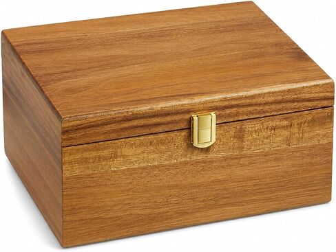 Wooden Keepsake Box with Hinged Lid - Large Acacia Wood Memory Box, Decorative Storage Box for Photos, Letters, Jewelry, Crafts, Wedding and Baby Keepsakes in Saudi Arabia