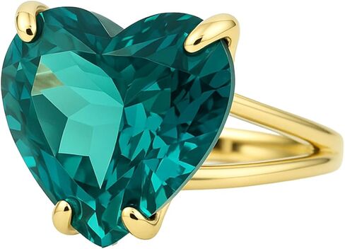 Blue Tourmaline Heart Ring - 14k Solid Gold Double Band Statement Ring - October Birthstone Heart Cut Semiprecious Gemstone Ring in Kuwait