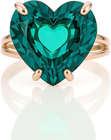 Blue Tourmaline Heart Ring - 14k Solid Gold Double Band Statement Ring - October Birthstone Heart Cut Semiprecious Gemstone Ring in Kuwait