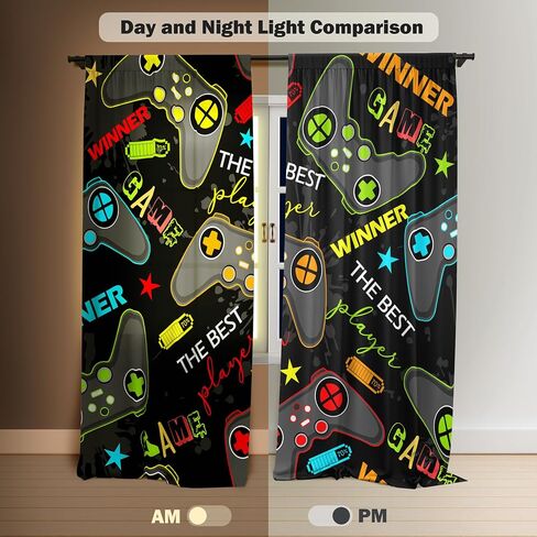 Gamer Gaming Gamepad Window Curtains for Kids Teens Boys Girls, Colorful Game Controller Curtains Living Room Home Decor, Rod Pocket Window Drapes 2 Panel, 84"x84" in Kuwait
