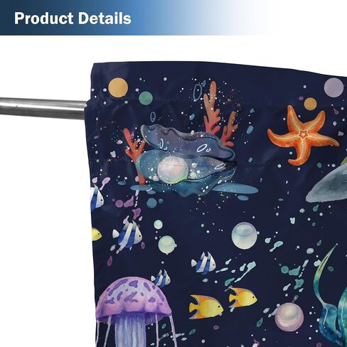 Nautical Coastal Window Curtains for Kids Teens Boys Girls, Ocean Sea Animals Turtle Whale Shark Print Curtains Bedroom Nursery Toddler Home Decor, Summer Rod Pocket Window Drapes 2 Panel, 84" in Saudi Arabia
