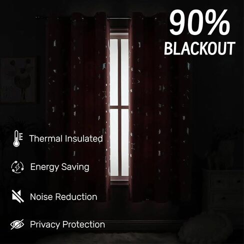 2 Panels Girls Blackout Curtains for Bedroom, Pink Star Moon Curtains for Boys Nursery Room, Dreamy Starry Sky Theme Room Decoration, Insulation and Privacy Protection (Pink, W52×L72) in Saudi Arabia