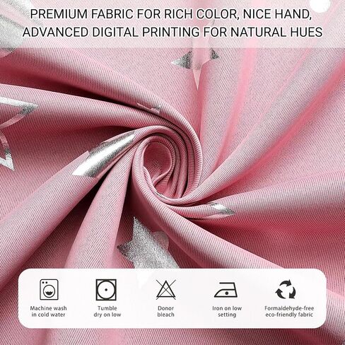 2 Panels Girls Blackout Curtains for Bedroom, Pink Star Moon Curtains for Boys Nursery Room, Dreamy Starry Sky Theme Room Decoration, Insulation and Privacy Protection (Pink, W52×L72) in Saudi Arabia