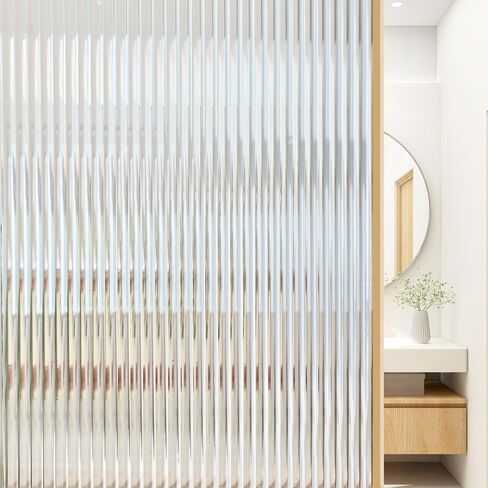Beautyhero Window Privacy Film, Frosted Reeded Glass Cling, 3D Decorative Coverings with UV Blocking, Adhesive Stickers for Bathroom Doors Cabinet in Kuwait