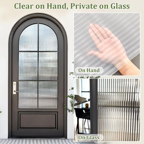 Beautyhero Window Privacy Film, Frosted Reeded Glass Cling, 3D Decorative Coverings with UV Blocking, Adhesive Stickers for Bathroom Doors Cabinet in Kuwait