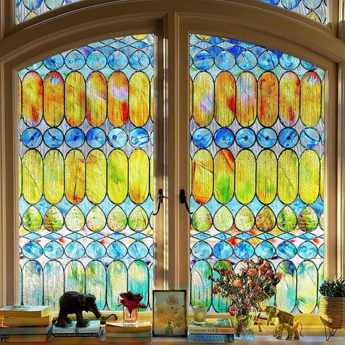Beautyhero Window Privacy Film, Frosted Reeded Glass Cling, 3D Decorative Coverings with UV Blocking, Adhesive Stickers for Bathroom Doors Cabinet in Kuwait