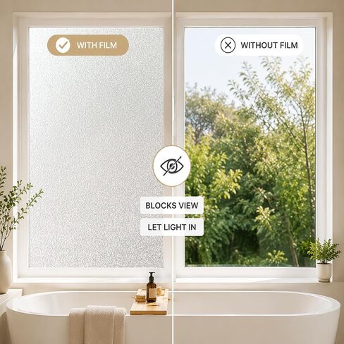 Soqool Frosted Window Privacy Film Self Adhesive Peel and Stick, Privacy Glass Windows Film for Bathroom Shower Door, Anti-UV, Anti-Glare, Heat Blocking Window Cover, 17.7 x 78.7 Inch in Saudi Arabia