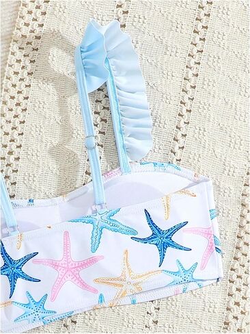 SOLY HUX Girl's Cute Bikini Set 3 Piece Starfish Swimsuits Kids Bathing Suit with Skirt Beachwear in Kuwait