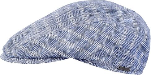 Wigens "Blue Classic 100% Linen Glen Check Summer Cap in Saudi Arabia