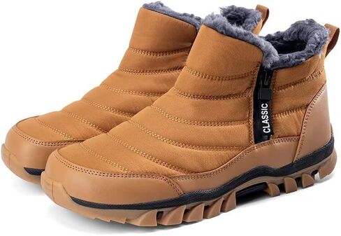 Mens Snow Boots Mens Winter Boots Mens Winter Trekking Snow Boots Waterproof Fur Lined Warm Winter Boots Men Zipper Snow Ankle Shoes Outdoor Anti-Slip Lightweight Hiking Boot in Saudi Arabia