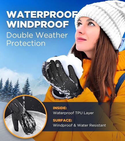 -10℉ Waterproof Winter Gloves Men, Touchscreen Fingers Snow Ski Gloves Women, 5-Layer Touch Screen Cold Weather Gloves in Saudi Arabia