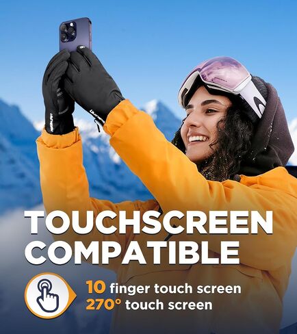 -10℉ Waterproof Winter Gloves Men, Touchscreen Fingers Snow Ski Gloves Women, 5-Layer Touch Screen Cold Weather Gloves in Saudi Arabia