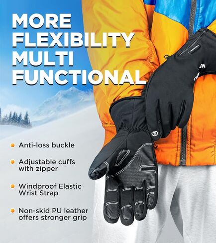 -10℉ Waterproof Winter Gloves Men, Touchscreen Fingers Snow Ski Gloves Women, 5-Layer Touch Screen Cold Weather Gloves in Saudi Arabia