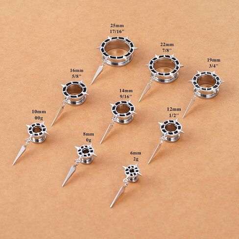 2PCS Dangle Gauges Star-shaped Compass Fashion Punk Gauges Earrings Dark and Unique Screw Fit Ear Tunnels 2g to 1inch Expander Stretcher For Men and Women Body Piercing Jewelry in Kuwait