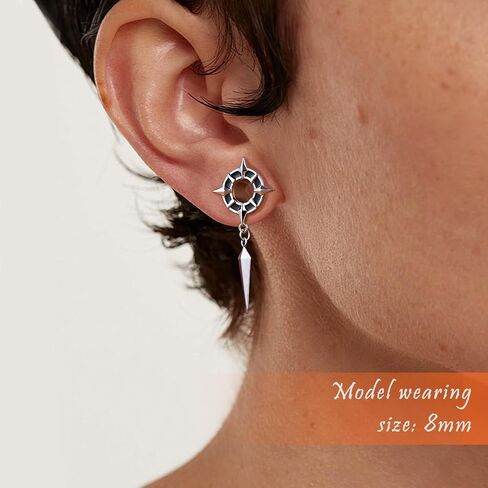2PCS Dangle Gauges Star-shaped Compass Fashion Punk Gauges Earrings Dark and Unique Screw Fit Ear Tunnels 2g to 1inch Expander Stretcher For Men and Women Body Piercing Jewelry in Kuwait
