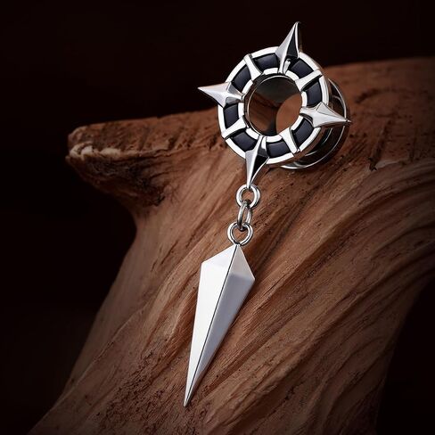 2PCS Dangle Gauges Star-shaped Compass Fashion Punk Gauges Earrings Dark and Unique Screw Fit Ear Tunnels 2g to 1inch Expander Stretcher For Men and Women Body Piercing Jewelry in Kuwait