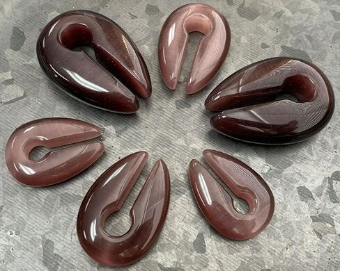 PAIR of Stunning Purple Cats Eye Stone Keyhole Hangers - Ear Weights - Plugs - Gauges - Tunnels - Body Jewelry in Kuwait