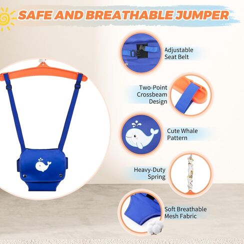 Baby Jumper with Stand, Baby Jumpers and Bouncers for Indoor & Outdoor Play, Swing Set with Stand Suitable for 6-24 Months Infant & Toddler, Easy to Assemble & Store Jumper for Baby (Pink) in Saudi Arabia