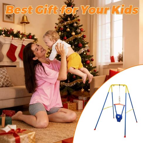 Baby Jumper with Stand, Baby Jumpers and Bouncers for Indoor & Outdoor Play, Swing Set with Stand Suitable for 6-24 Months Infant & Toddler, Easy to Assemble & Store Jumper for Baby (Pink) in Saudi Arabia