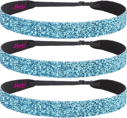 Hipsy Women's Adjustable No Slip Teal Bling Glitter Team Sports Headband Multi Packs (Wide Teal 10pk) in Kuwait