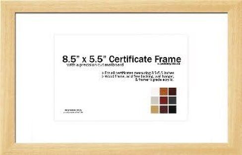 CountryArtHouse 8.5" x 5.5" Matted Certificate Frame - 5.5x8.5 Wood Frame - Holds any document measuring 8.5x5.5 or 8.5x11 inches ( in Kuwait