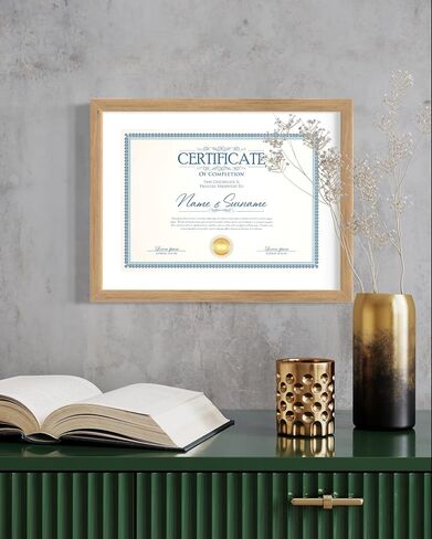 CountryArtHouse 8.5" x 5.5" Matted Certificate Frame - 5.5x8.5 Wood Frame - Holds any document measuring 8.5x5.5 or 8.5x11 inches ( in Kuwait