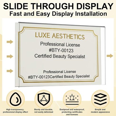 Amyhill 4 Pcs Clear Acrylic Business License Frame for Wall Cosmetology License Frame 8.5 x 5.5 x 0.2 Inches with Hanging Buckle Acrylic Display Certificate Holder for Salon Spa Office Business in Saudi Arabia