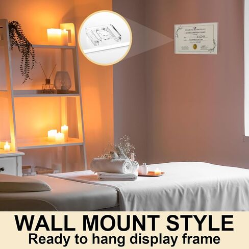 Amyhill 4 Pcs Clear Acrylic Business License Frame for Wall Cosmetology License Frame 8.5 x 5.5 x 0.2 Inches with Hanging Buckle Acrylic Display Certificate Holder for Salon Spa Office Business in Saudi Arabia